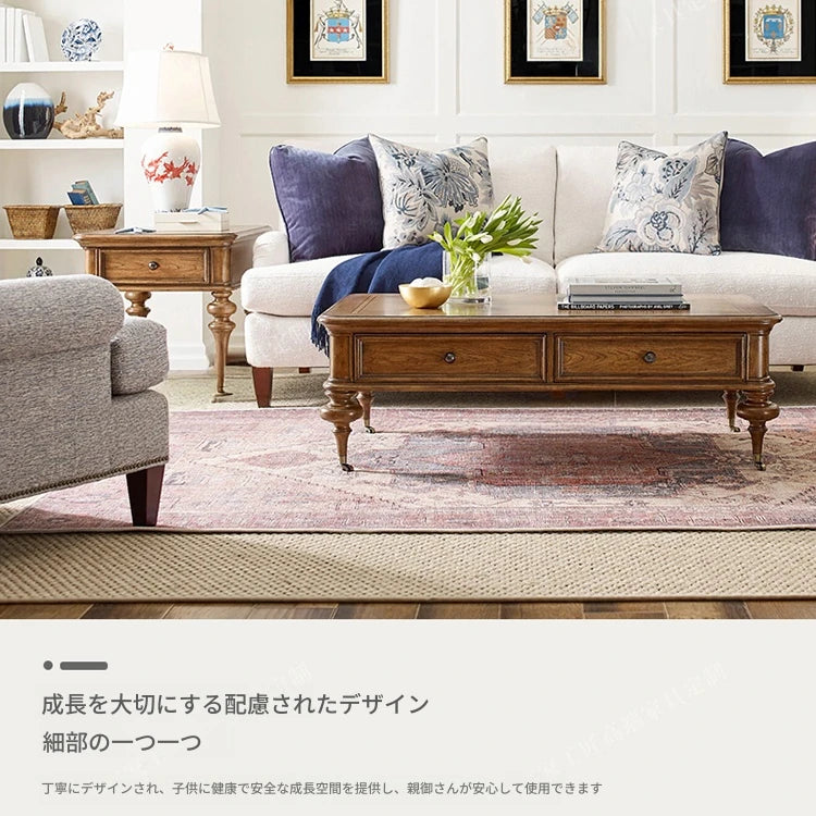 オーク製センターテーブル - クラシックデザインで魅力的なリビングルームの中心に最適な多層板テーブル fljgj-2155