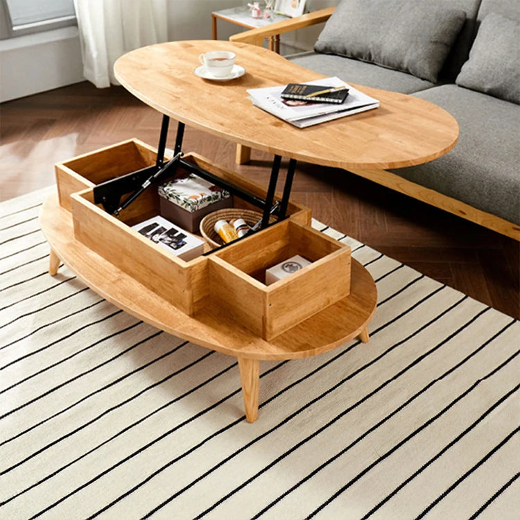 おしゃれなオーバルセンターテーブル - スタイリッシュな収納付きリビング家具 fls-5330