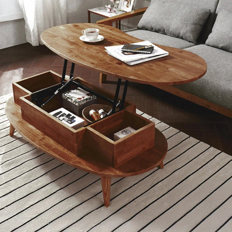 おしゃれなオーバルセンターテーブル - スタイリッシュな収納付きリビング家具 fls-5330