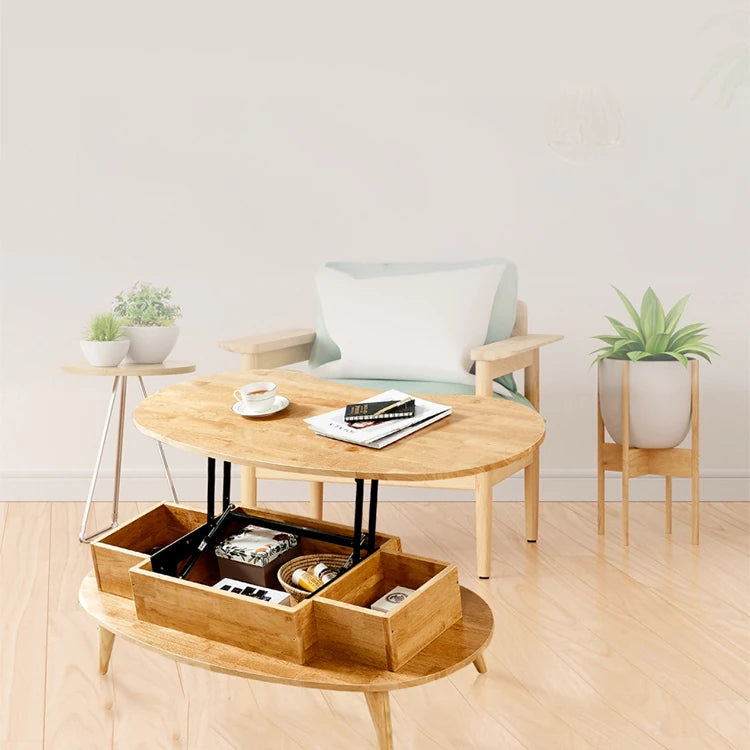 おしゃれなオーバルセンターテーブル - スタイリッシュな収納付きリビング家具 fls-5330