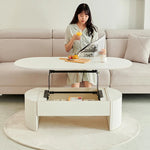 リフトアップセンターテーブル | おしゃれなホワイトデザイン | スペースを有効活用 | シンプルで多機能なリビング家具 fls-5331