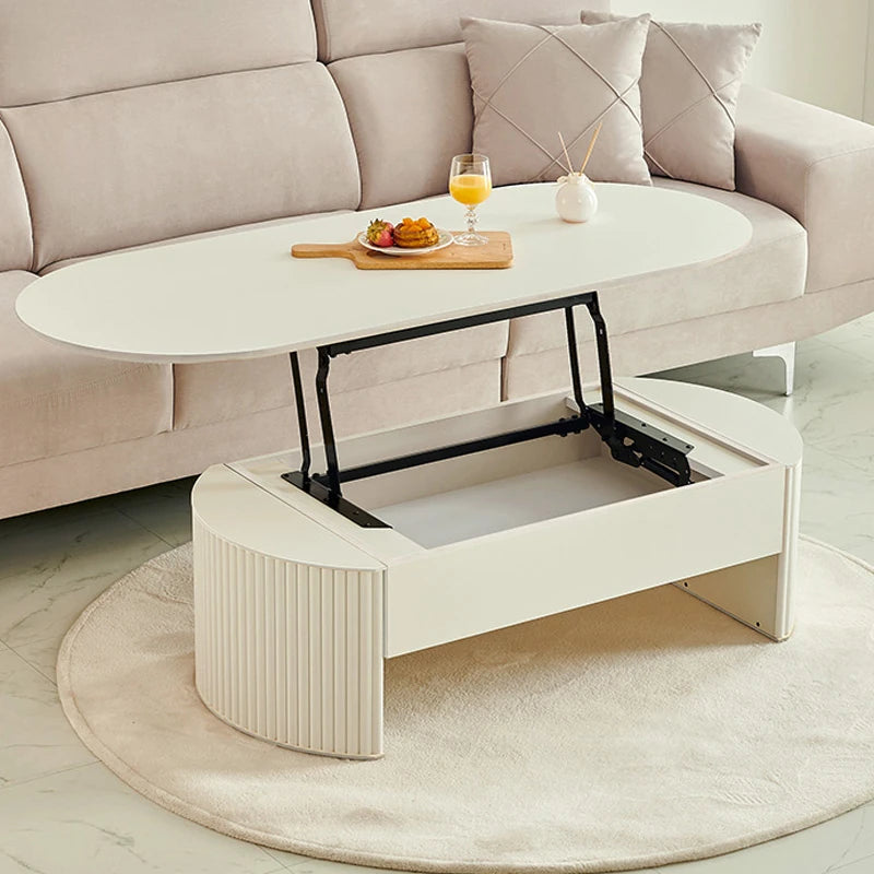 リフトアップセンターテーブル | おしゃれなホワイトデザイン | スペースを有効活用 | シンプルで多機能なリビング家具 fls-5331