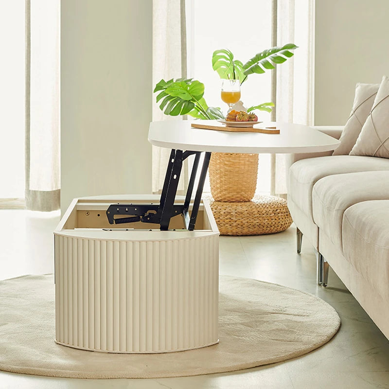 リフトアップセンターテーブル | おしゃれなホワイトデザイン | スペースを有効活用 | シンプルで多機能なリビング家具 fls-5331
