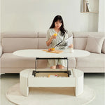 リフトアップセンターテーブル | おしゃれなホワイトデザイン | スペースを有効活用 | シンプルで多機能なリビング家具 fls-5331