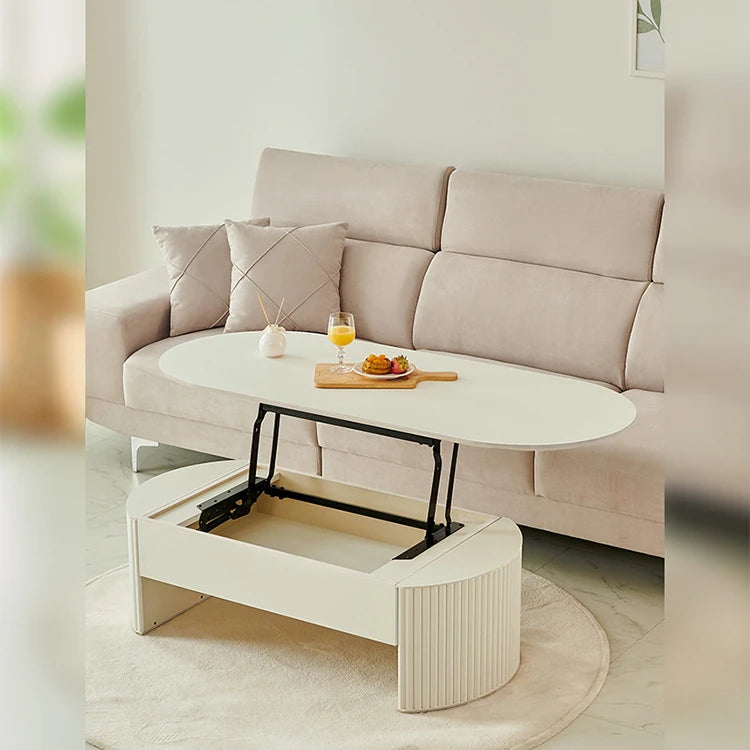 リフトアップセンターテーブル | おしゃれなホワイトデザイン | スペースを有効活用 | シンプルで多機能なリビング家具 fls-5331