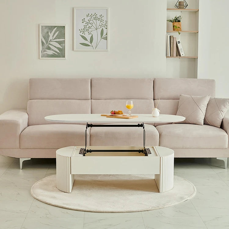 リフトアップセンターテーブル | おしゃれなホワイトデザイン | スペースを有効活用 | シンプルで多機能なリビング家具 fls-5331