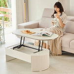 リフトアップセンターテーブル | おしゃれなホワイトデザイン | スペースを有効活用 | シンプルで多機能なリビング家具 fls-5331
