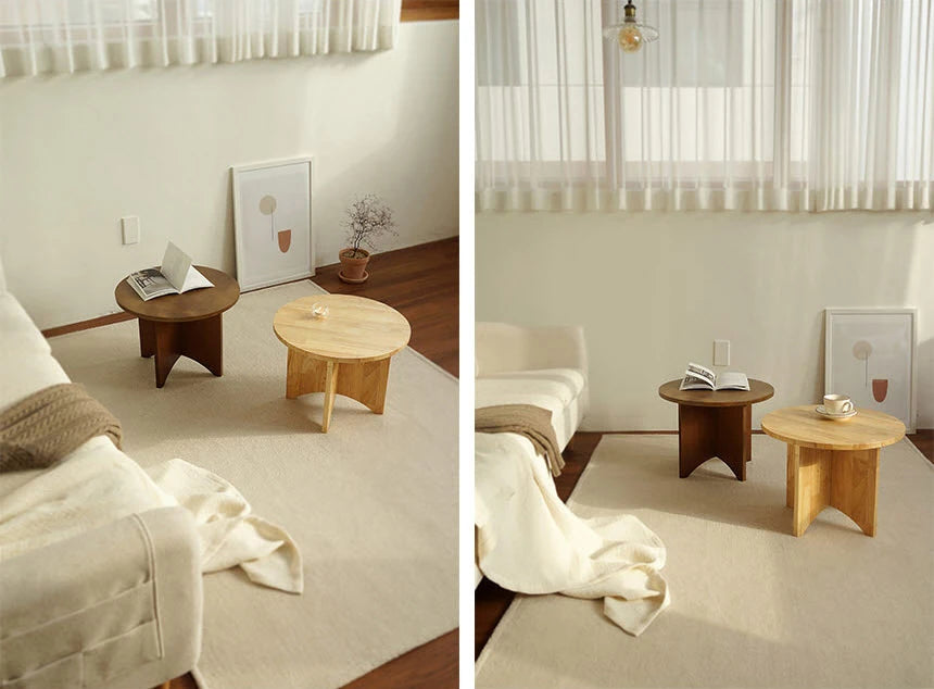 センターテーブル|モダンデザインでリビングにぴったりな円形テーブル|天然木製の温かみある質感 fls-5333