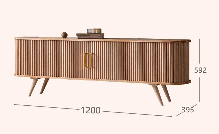 モダンデザインのテレビ台 - 木製、リブ加工、収納スペース付き、温かみのあるナチュラルカラー fls-5334