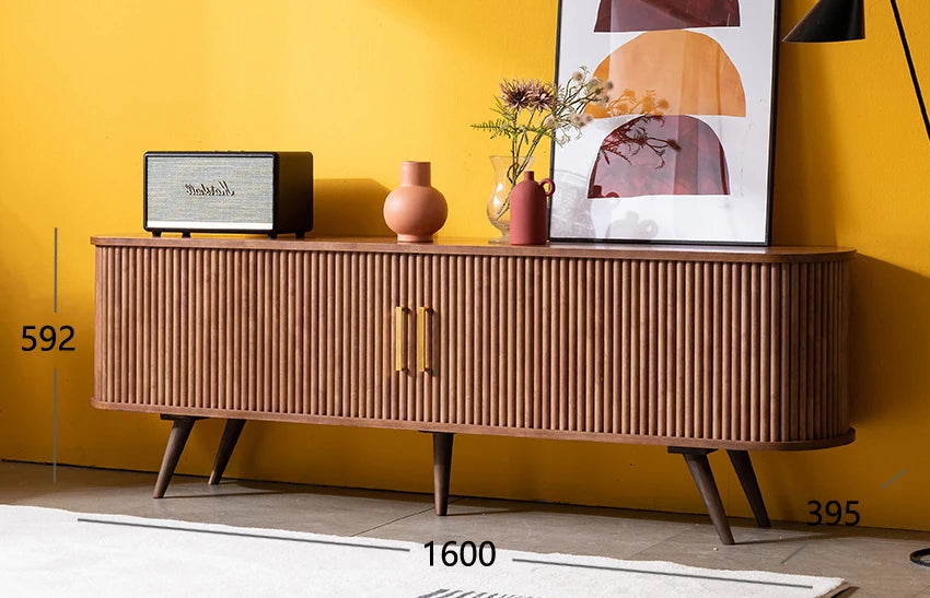 モダンデザインのテレビ台 - 木製、リブ加工、収納スペース付き、温かみのあるナチュラルカラー fls-5334