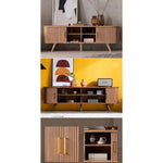 モダンデザインのテレビ台 - 木製、リブ加工、収納スペース付き、温かみのあるナチュラルカラー fls-5334