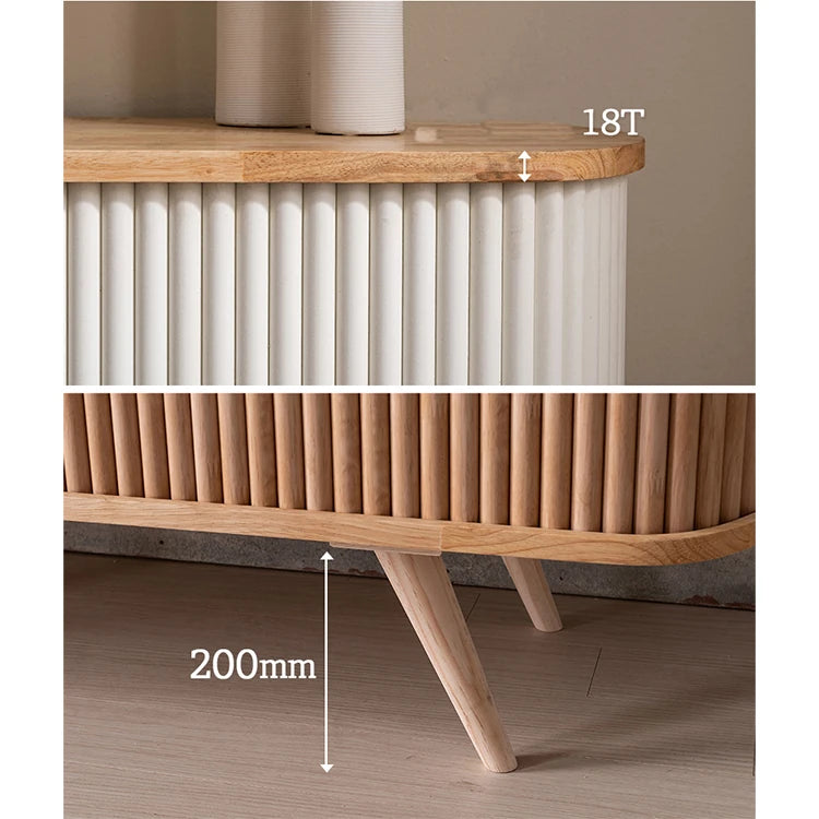 モダンデザインのテレビ台 - 木製、リブ加工、収納スペース付き、温かみのあるナチュラルカラー fls-5334