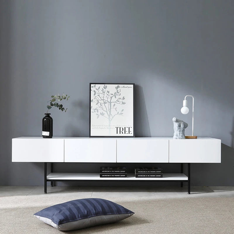 モダンホワイトテレビ台 – スタイリッシュなデザインでお部屋を引き立てる収納付きリビング家具 fls-5335