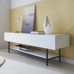 モダンホワイトテレビ台 – スタイリッシュなデザインでお部屋を引き立てる収納付きリビング家具 fls-5335