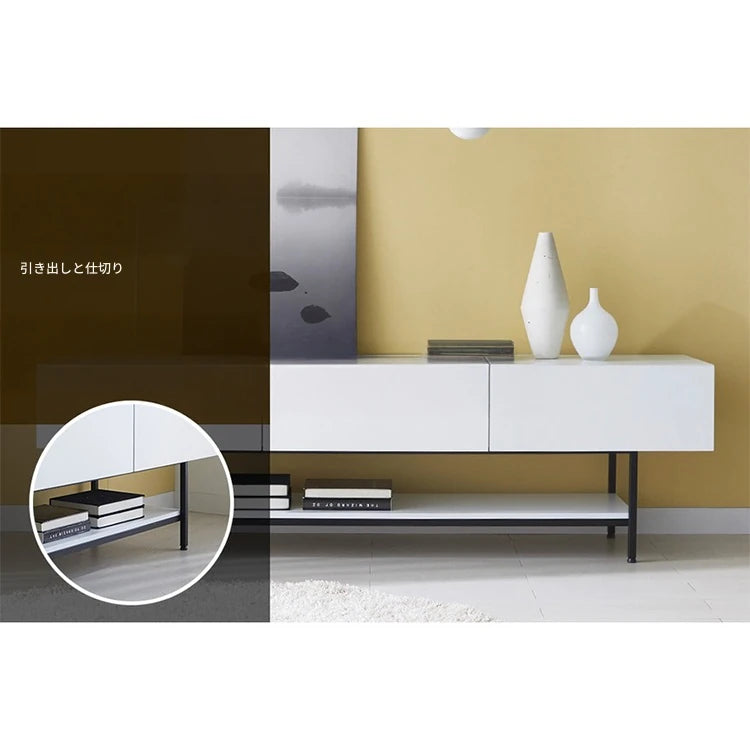 モダンホワイトテレビ台 – スタイリッシュなデザインでお部屋を引き立てる収納付きリビング家具 fls-5335