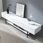 モダンホワイトテレビ台 – スタイリッシュなデザインでお部屋を引き立てる収納付きリビング家具 fls-5335