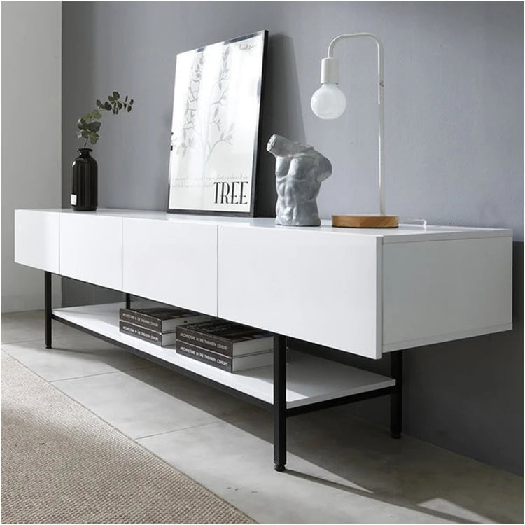 モダンホワイトテレビ台 – スタイリッシュなデザインでお部屋を引き立てる収納付きリビング家具 fls-5335