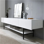 モダンホワイトテレビ台 – スタイリッシュなデザインでお部屋を引き立てる収納付きリビング家具 fls-5335