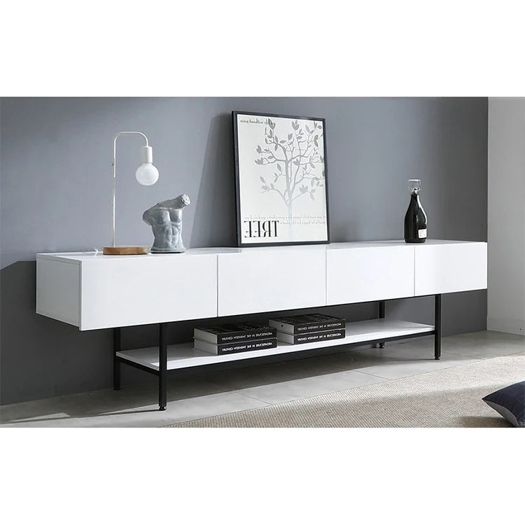 モダンホワイトテレビ台 – スタイリッシュなデザインでお部屋を引き立てる収納付きリビング家具 fls-5335