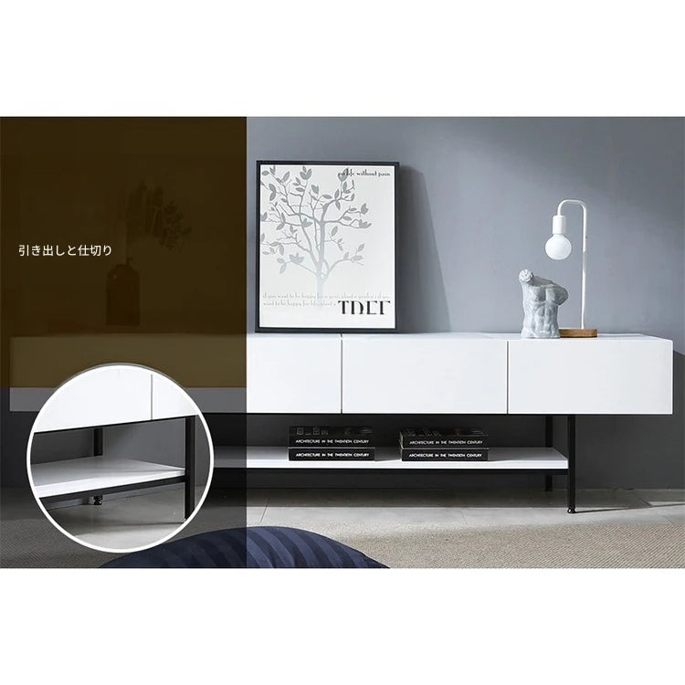 モダンホワイトテレビ台 – スタイリッシュなデザインでお部屋を引き立てる収納付きリビング家具 fls-5335