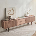 モダンデザインの木製テレビ台 - シンプルで洗練されたリビングルームの必需品! fls-5336