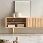 モダンデザインの木製テレビ台 - シンプルで洗練されたリビングルームの必需品! fls-5336