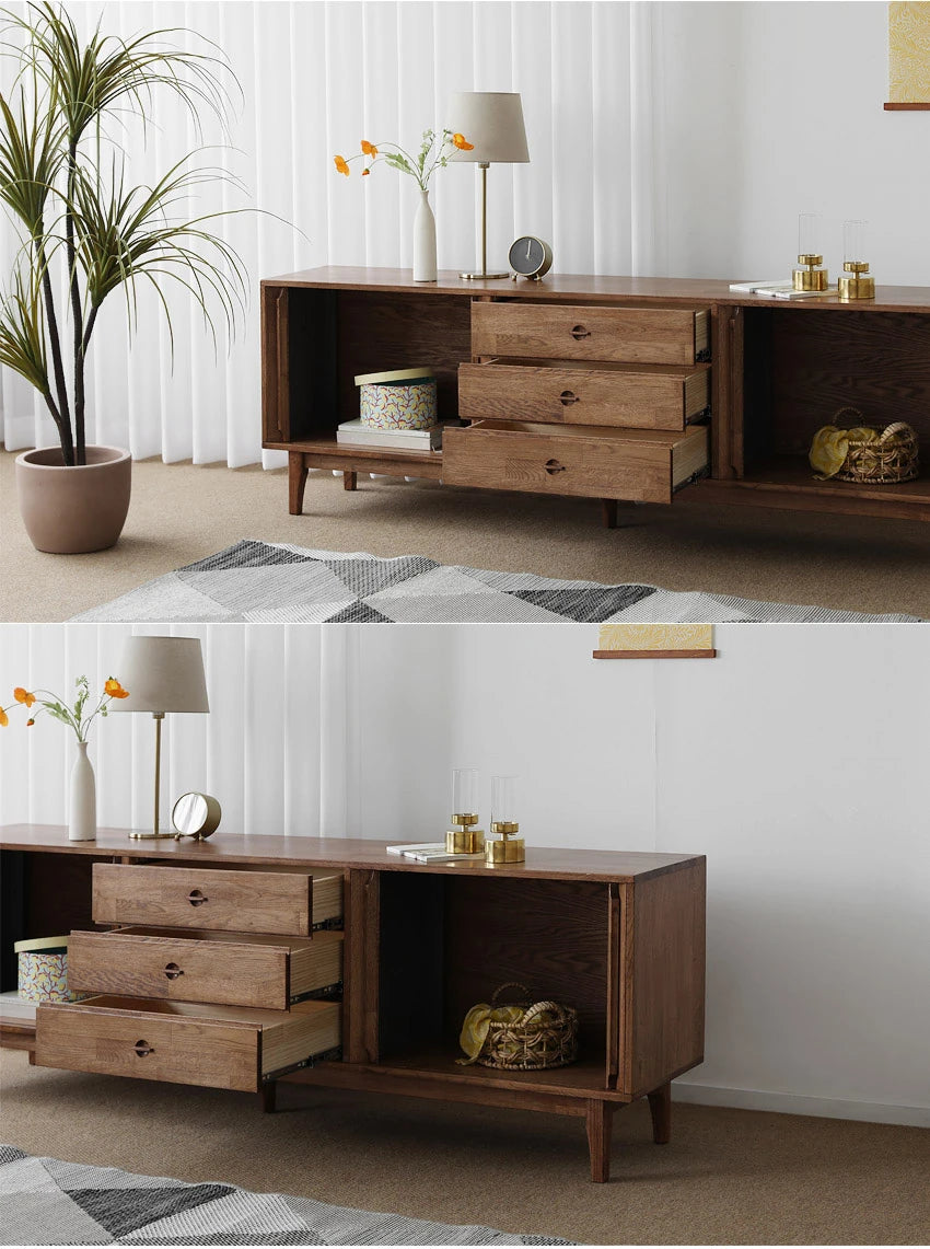 ナチュラルウッド調 テレビ台 - シンプルでスタイリッシュな収納家具、リビングにぴったり! fls-5338