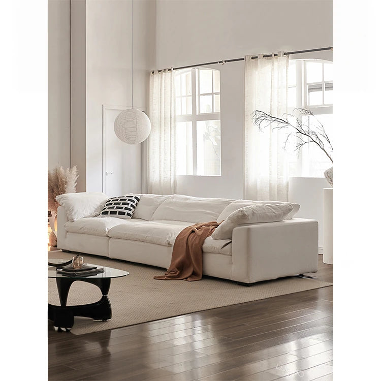 スタイリッシュなパイン製ソファー|綿麻とグースダウン・シリコンフィル使用で贅沢な座り心地【インテリア】 flsd-5181