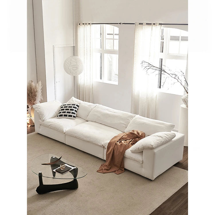 スタイリッシュなパイン製ソファー|綿麻とグースダウン・シリコンフィル使用で贅沢な座り心地【インテリア】 flsd-5181