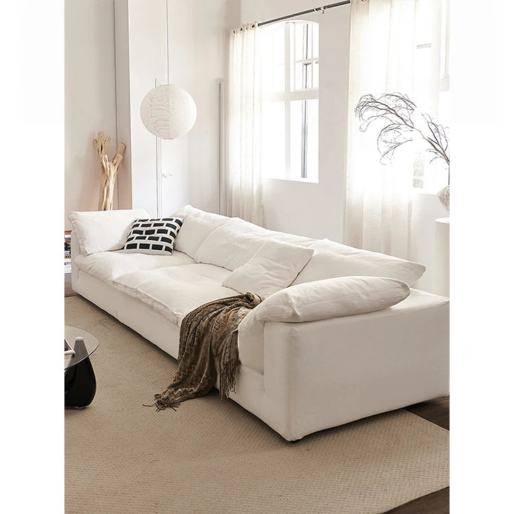 スタイリッシュなパイン製ソファー|綿麻とグースダウン・シリコンフィル使用で贅沢な座り心地【インテリア】 flsd-5181