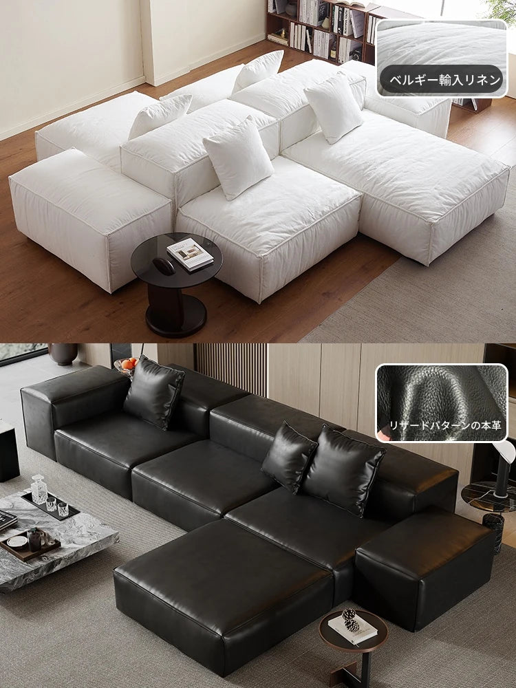 モダンデザイン本革ソファー|パイン・ダウン・合成皮革使用|スタイリッシュなリビング空間を演出! flsd-5182