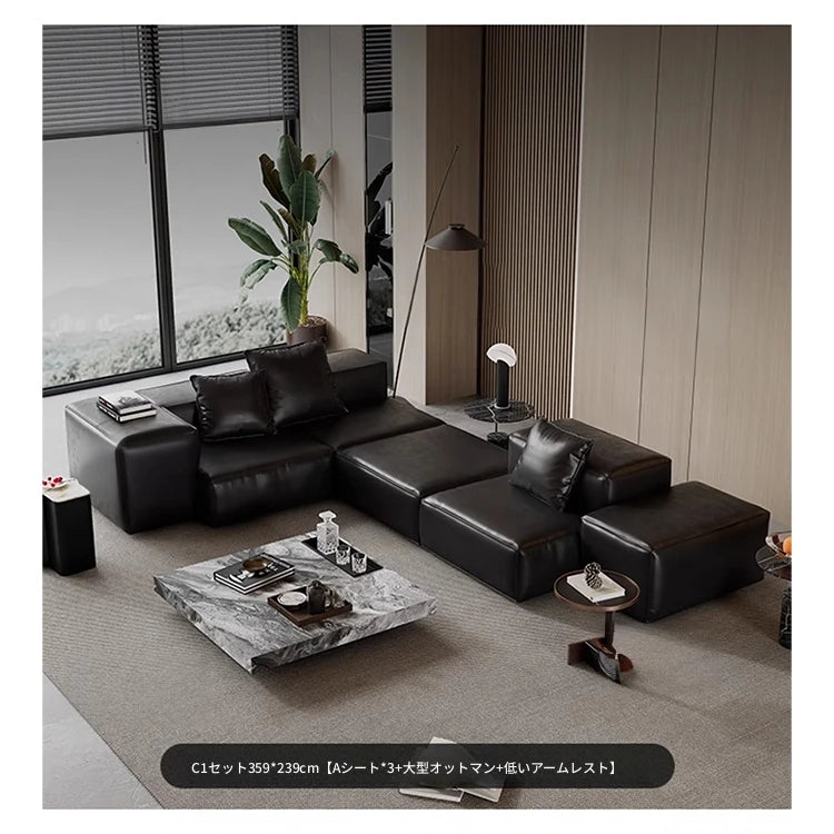 モダンデザイン本革ソファー|パイン・ダウン・合成皮革使用|スタイリッシュなリビング空間を演出! flsd-5182