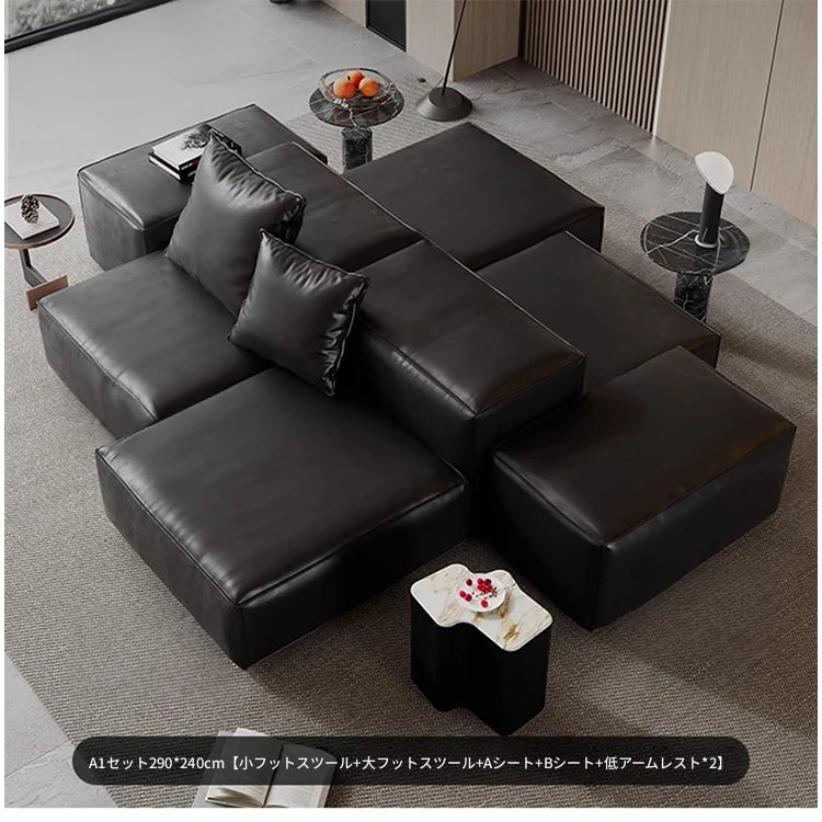 モダンデザイン本革ソファー|パイン・ダウン・合成皮革使用|スタイリッシュなリビング空間を演出! flsd-5182