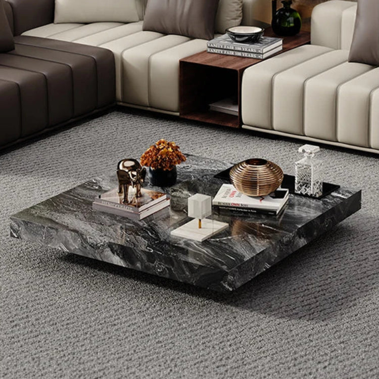 大理石とステンレスの洗練されたセンターテーブル - モダンインテリアに最適なデザイン flsd-5183