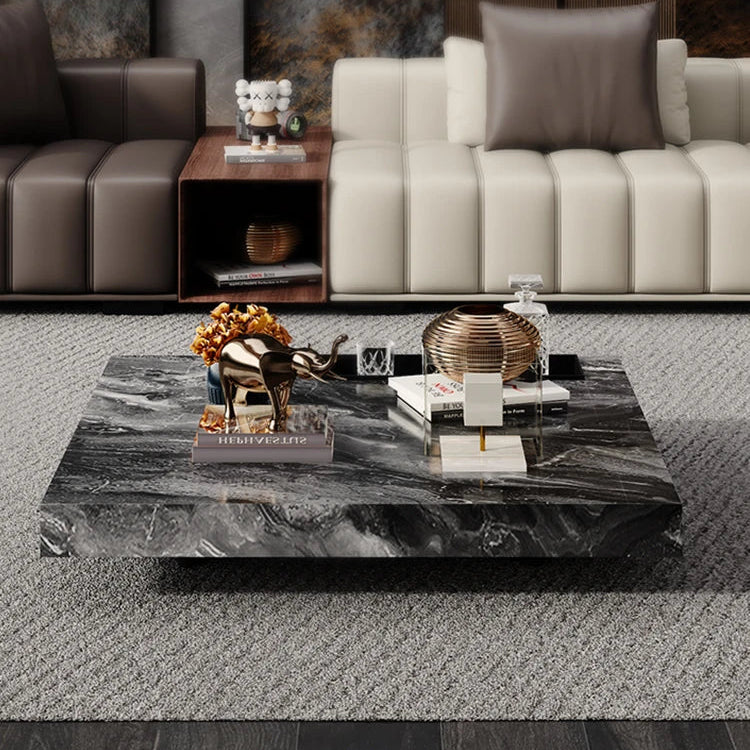大理石とステンレスの洗練されたセンターテーブル - モダンインテリアに最適なデザイン flsd-5183