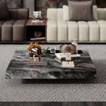 大理石とステンレスの洗練されたセンターテーブル - モダンインテリアに最適なデザイン flsd-5183