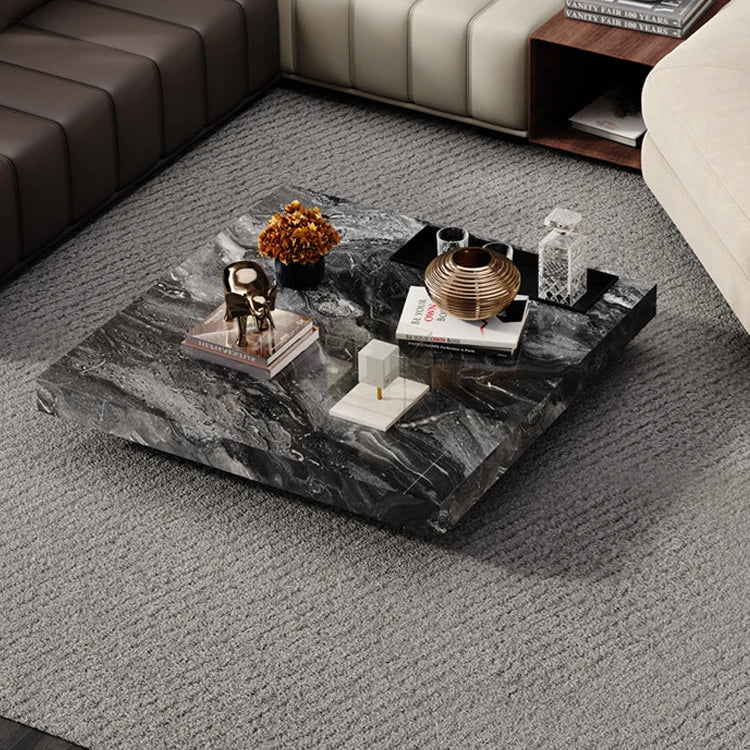 大理石とステンレスの洗練されたセンターテーブル - モダンインテリアに最適なデザイン flsd-5183