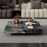 大理石とステンレスの洗練されたセンターテーブル - モダンインテリアに最適なデザイン flsd-5183