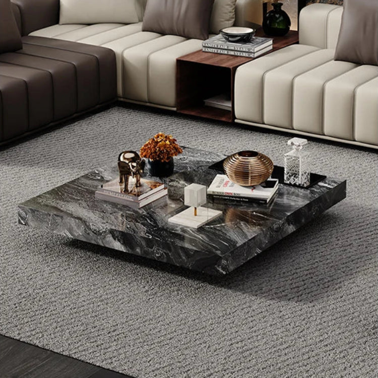 大理石とステンレスの洗練されたセンターテーブル - モダンインテリアに最適なデザイン flsd-5183