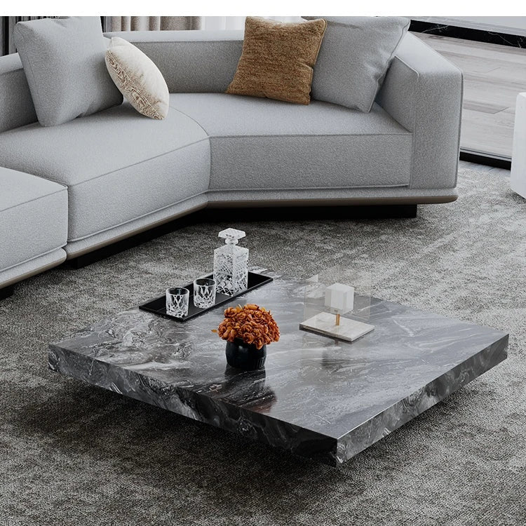 大理石とステンレスの洗練されたセンターテーブル - モダンインテリアに最適なデザイン flsd-5183