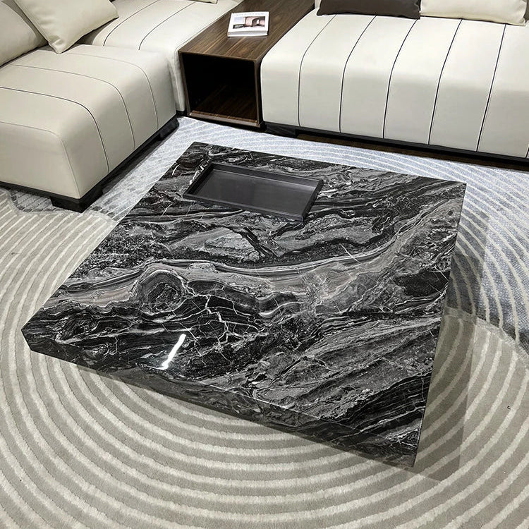 大理石とステンレスの洗練されたセンターテーブル - モダンインテリアに最適なデザイン flsd-5183