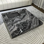 大理石とステンレスの洗練されたセンターテーブル - モダンインテリアに最適なデザイン flsd-5183