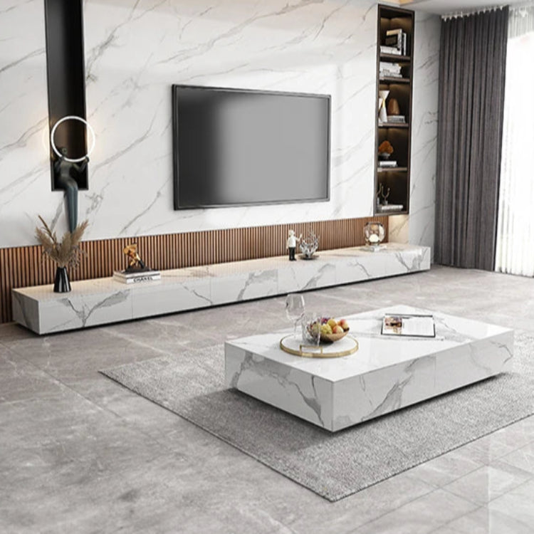 セラミックパイン製のスタイリッシュなテレビ台・コーヒーテーブルセット - モダンインテリアに最適 flsd-5184