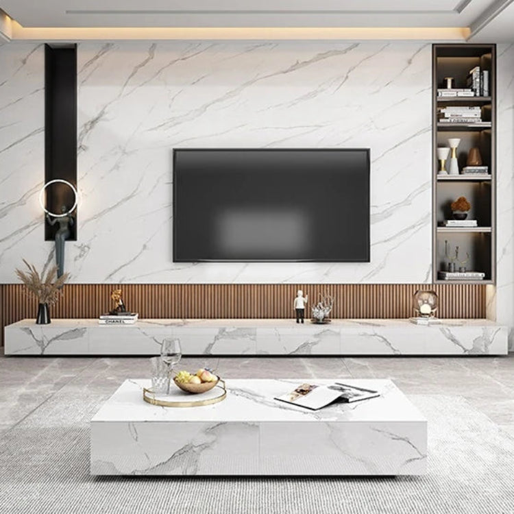 セラミックパイン製のスタイリッシュなテレビ台・コーヒーテーブルセット - モダンインテリアに最適 flsd-5184