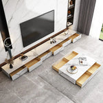 セラミックパイン製のスタイリッシュなテレビ台・コーヒーテーブルセット - モダンインテリアに最適 flsd-5184