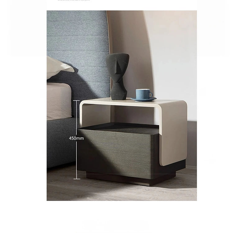 レッドオーク製シンプルデザイン ナイトテーブル|モダンな寝室インテリアに最適!収納力抜群! flsd-5188