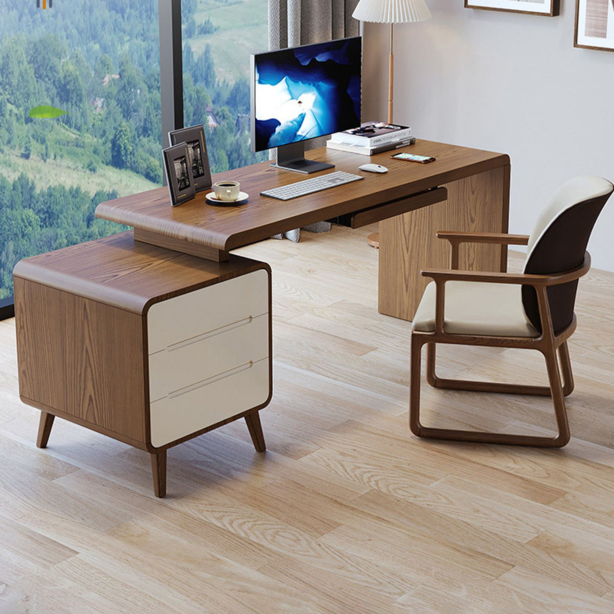 アッシュ材&パイン テーブル【多層板仕上げ】高級感溢れる木製デザインテーブル fmbs-001