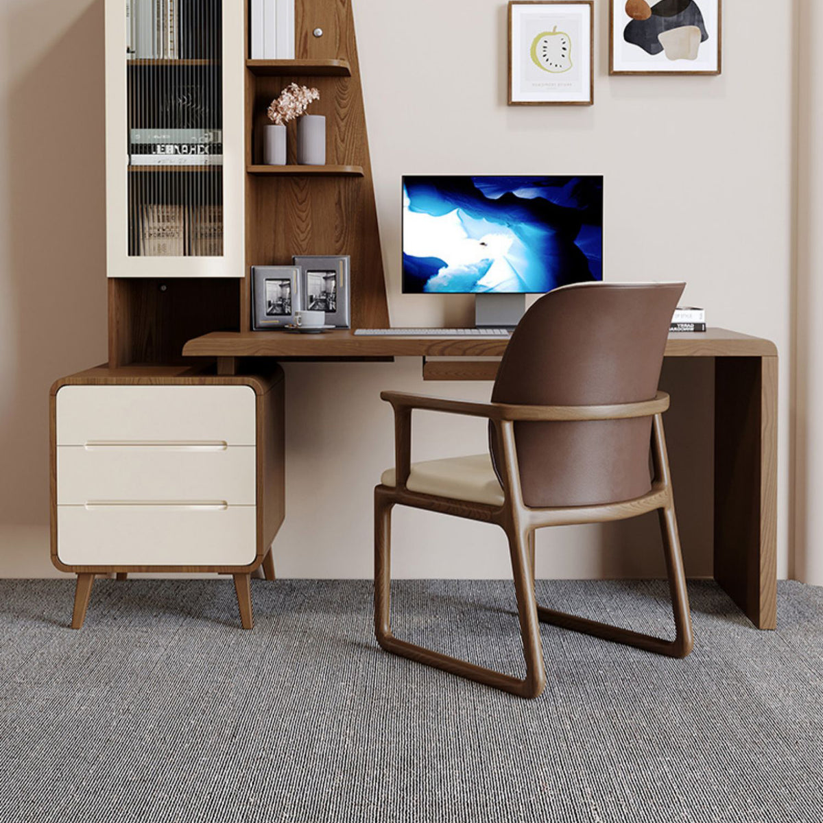 アッシュ材&パイン テーブル【多層板仕上げ】高級感溢れる木製デザインテーブル fmbs-001