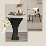 テーブル ホワイト ブラック セラミック 無垢材 多層板 fmc-3758