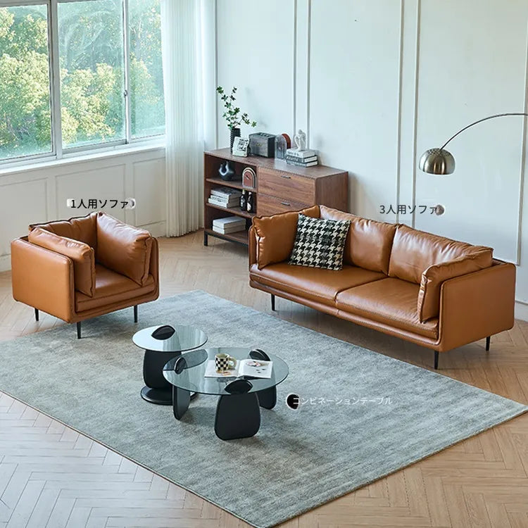 ソファー ライトブラウン ブラック パイン シリコンフィル 本革 合皮 fmdgz-3718